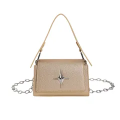 Simple Casual Trend Fashion Shoulder Bag - Gold - View 1