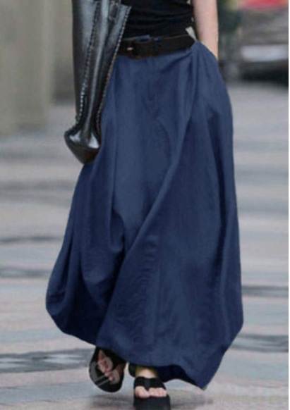 Women's High-Waist Flared Maxi Skirt in Red – solid color flared maxi with pockets