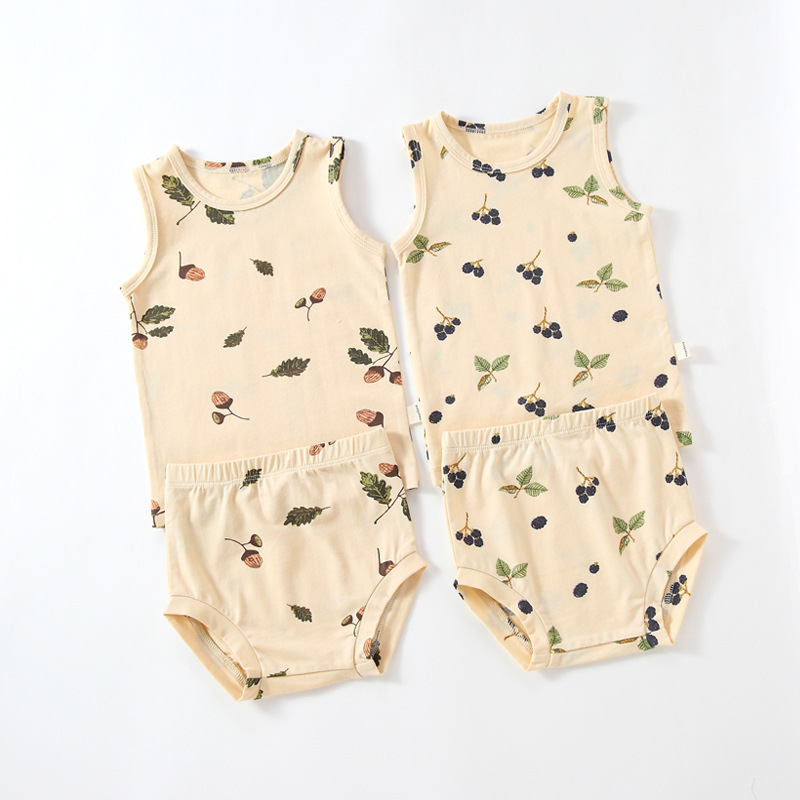 Baby Summer Vest Suit Cotton Thin Split Romper