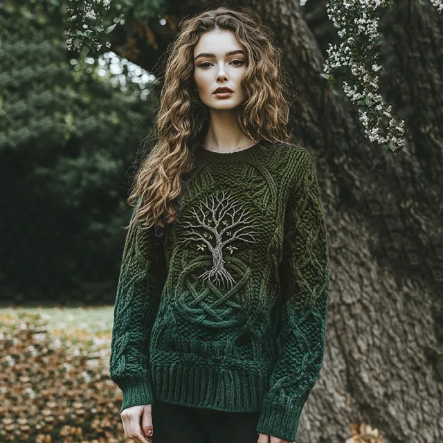 Women's Soft Touch Round Neck Sweater Green - Shop at LoveMi