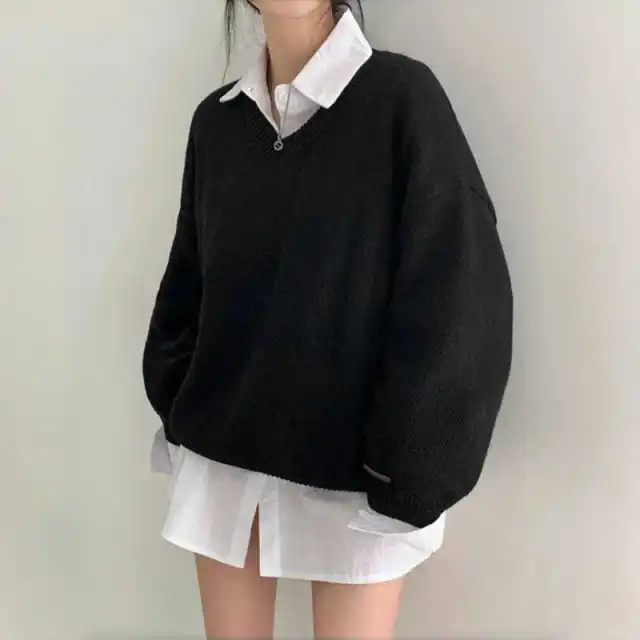 Women's Pullover Mid length Warm Top Black - Shop at LoveMi