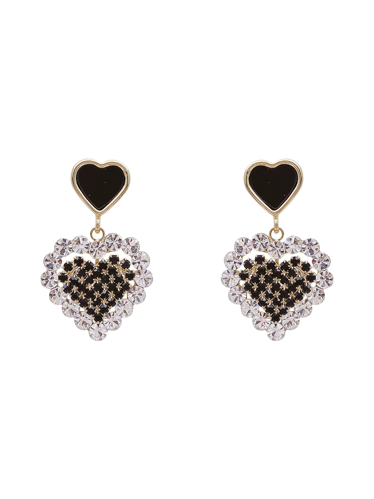 Sterling Silver Needle Drip Oil Diamond Love Heart Earrings Design Sense Earrings