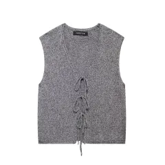 Women's European And American Knitted Vest Cardigan - Top-L - View 1