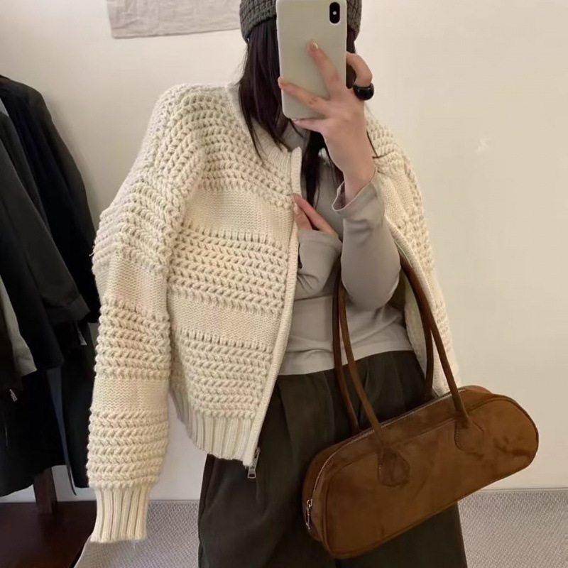 YS High-End Retro Casual Chunky-Knit Thick Sweater
