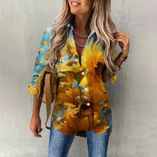 Women's Casual Digital Printing Large Upper Garment Shirt B25Sfxzh231911E L - Shop at LoveMi