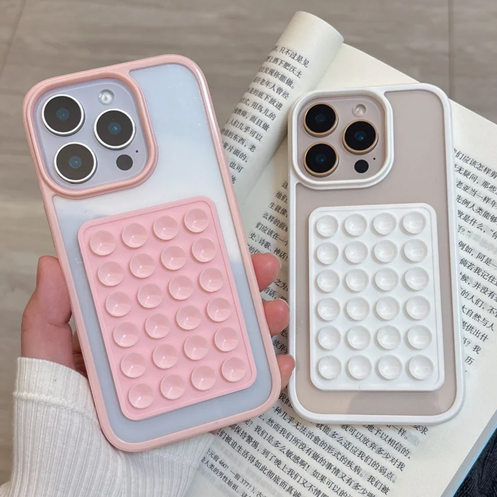 Solid Color Suction Cup Acrylic Hard Shell Simple Phone Case - Image 2