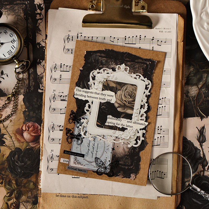 Retro-style Paper Roses For Background Embellishment And Journaling