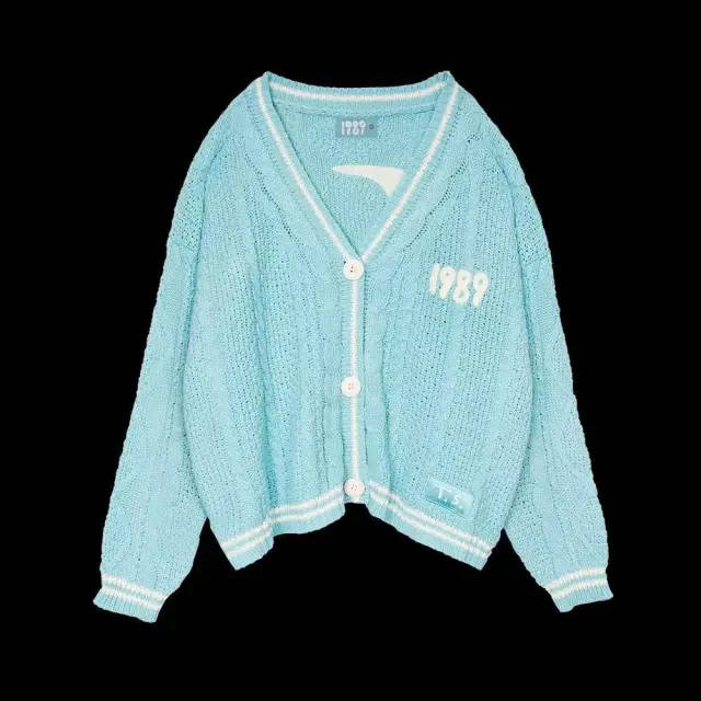 Knitwear Embroidered Cardigan Temperament Youthful looking Loose Casual Sweater Blue - Shop at LoveMi