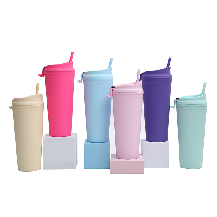 Title 2, Double Plastic Straw Cup Large Capacity Outdoor