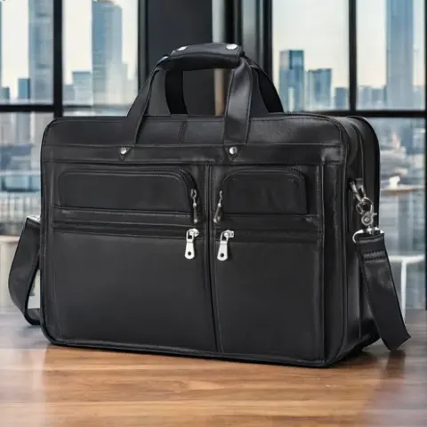 Tiding Leather Business First Layer Cowhide 17-inch Laptop Bag