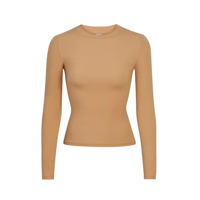 Brushed High density Nylon Long sleeved Bottoming Women's Single Wear Champagne Skin L - Shop at LoveMi
