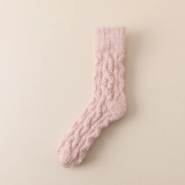 Coral Fleece Socks Women's Autumn And Winter Thickened Elegant Pink - Shop at LoveMi