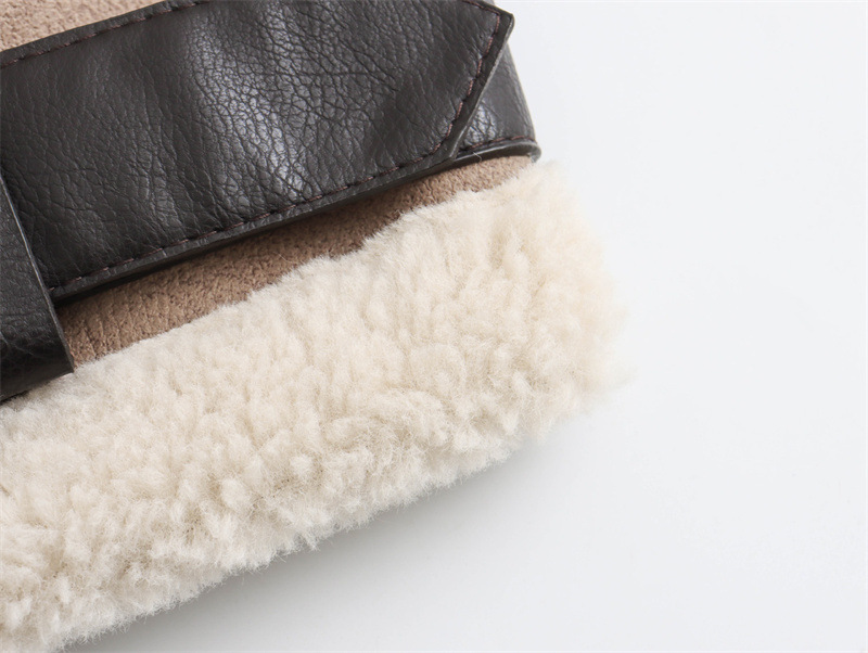 Women's Loose Long Sleeve Lamb Wool Splicing Coat