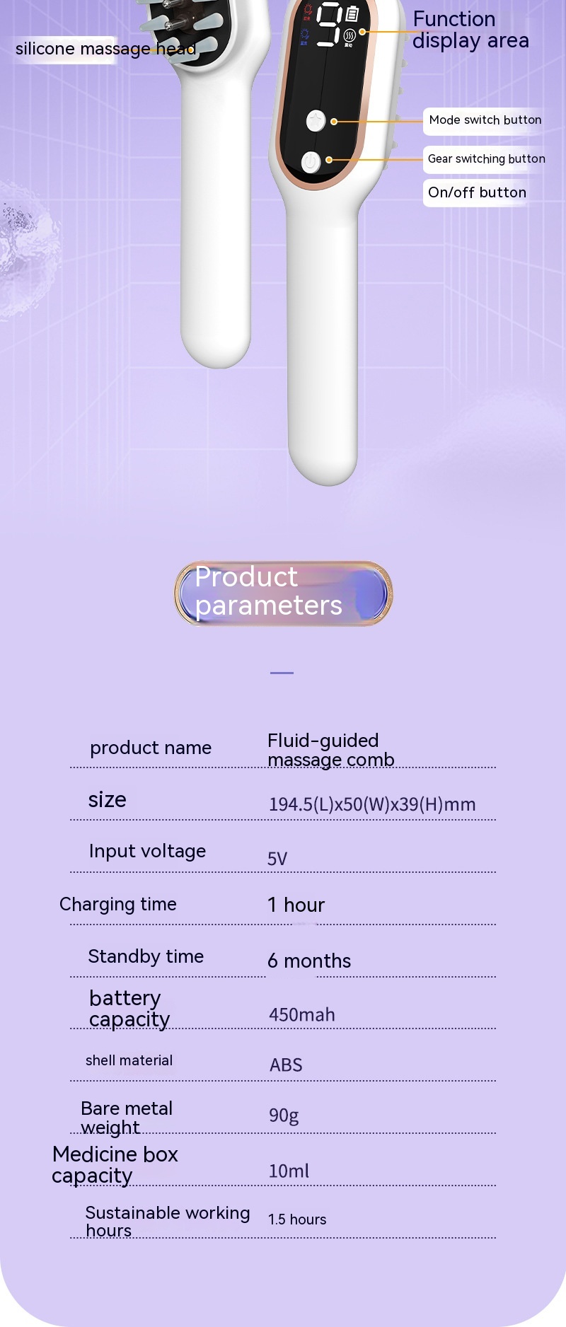 Scalp Medicine Feeder Care Massage Blue Light Red Light Hair Growth Tonic Import Comb — foto 18
