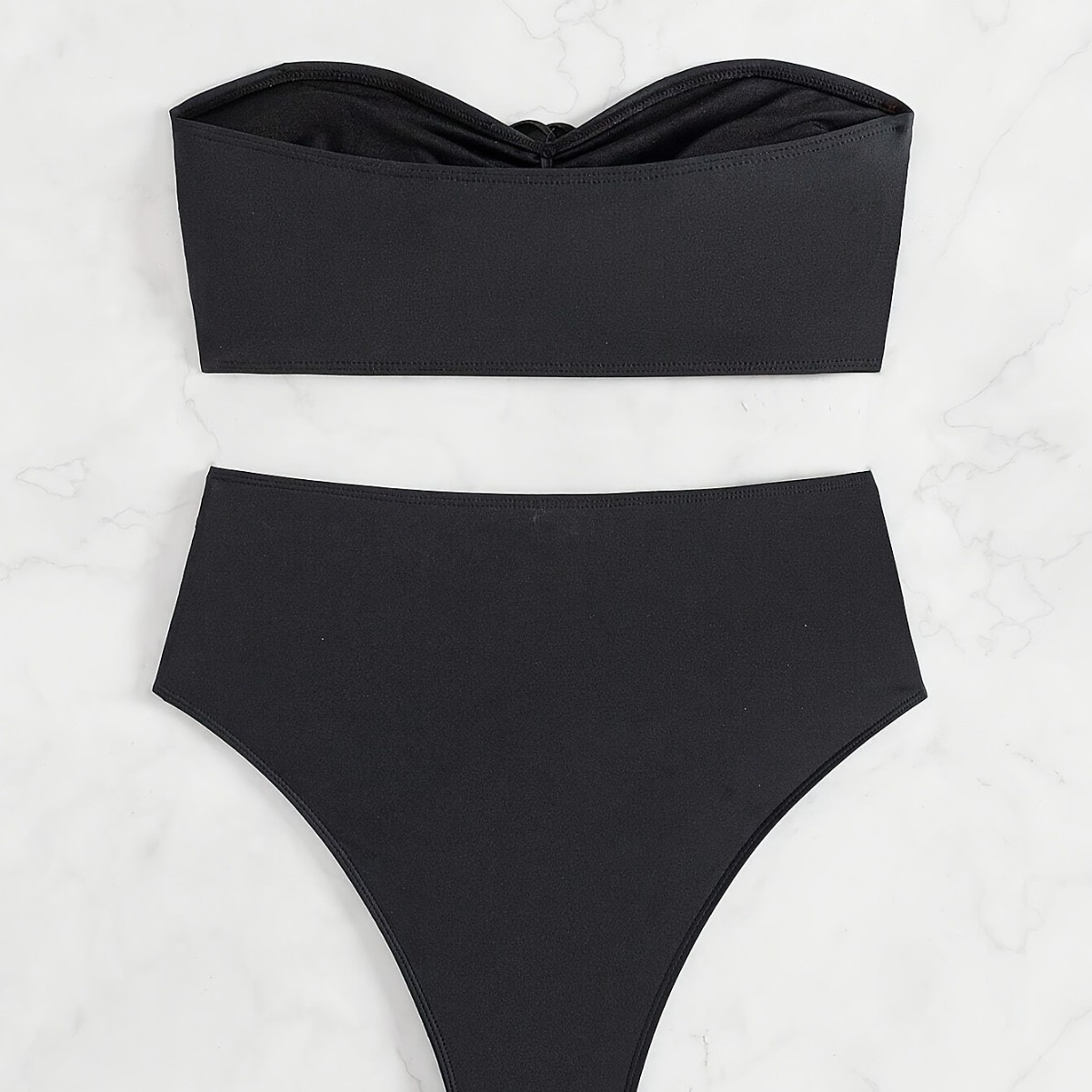 Black Floral Two-Piece Split Swimsuit - Image 3