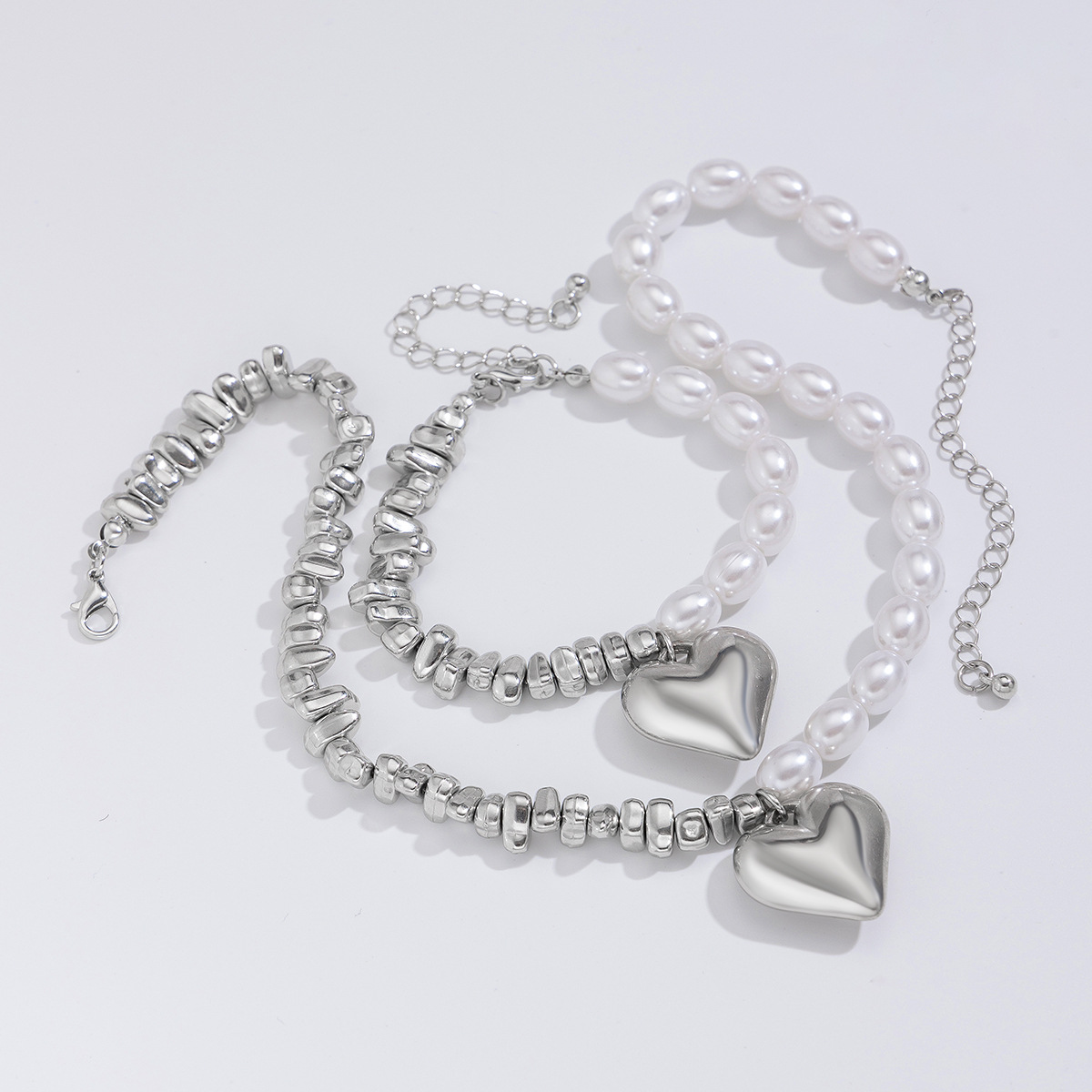 Hollow Beads Clavicle Chain Simple Multi-layer Heart-shaped