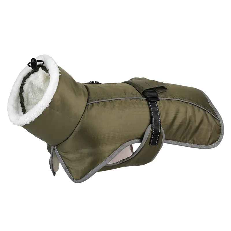 Pet Cotton-padded Coat Winter Large Dog Golden Retriever Jarre Aero Bull Corgi Puppy Clothes Warm - Army Green