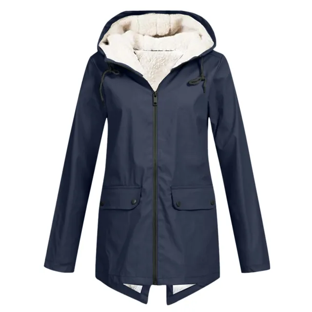 Shell Jacket European And American Autumn And Winter Outdoor Fleece Padded Coat Navy Blue - Shop at LoveMi