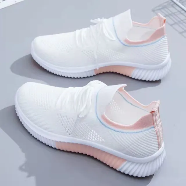 Flyknit Breathable White Shoes Summer Mesh Pink - Shop at LoveMi