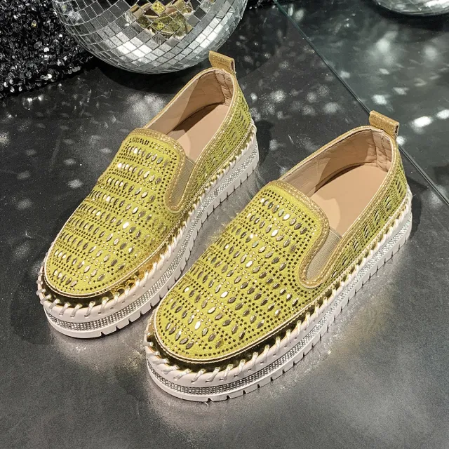 Plus Size Low cut Loafers Summer Mesh Breathable Yellow - Shop at LoveMi
