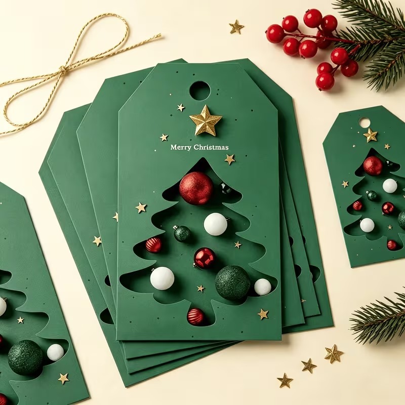 36 PCs Green Christmas Tree Gift Tag (36 Pieces Set)