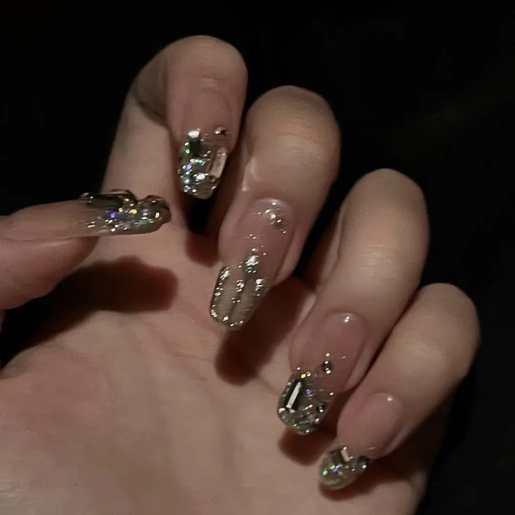 Wear Tip Three-dimensional Water Drop Handmade Nail Sticker - Water Drop With Diamond 1