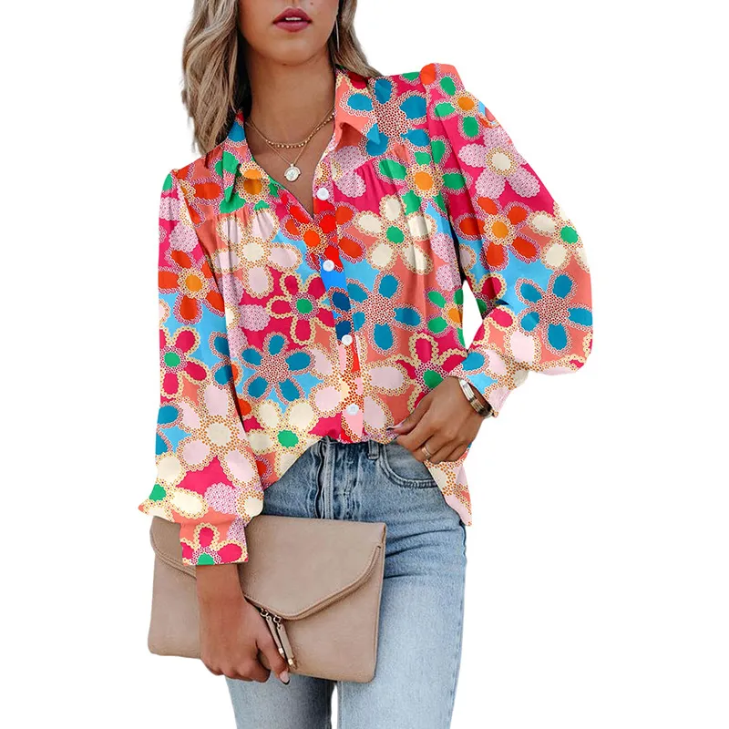 Multi-Color Puff Sleeve Shirt Female European And American - Color