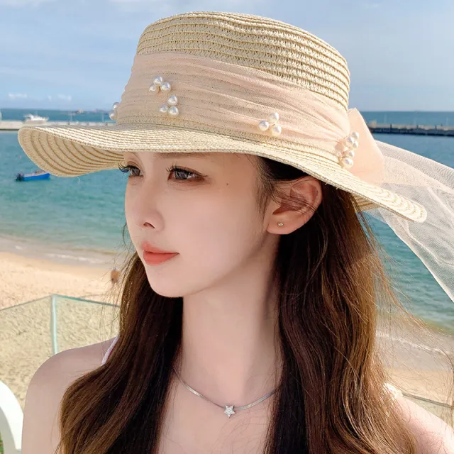Fashion Summer Bow Ribbon Hat Beige - Shop at LoveMi