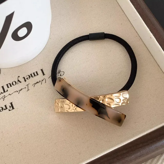 High grade Acetate Metal Stitching Rubber Band Female Hair Rope Thick And Durable Light Leopard Print - Shop at LoveMi
