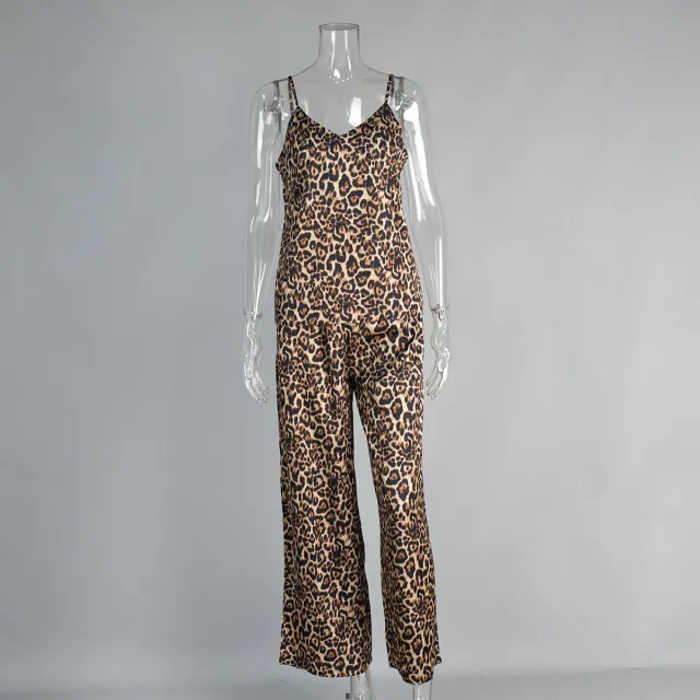 Suspender Trousers Pajamas Suit European And American Leopard Print - Shop at LoveMi