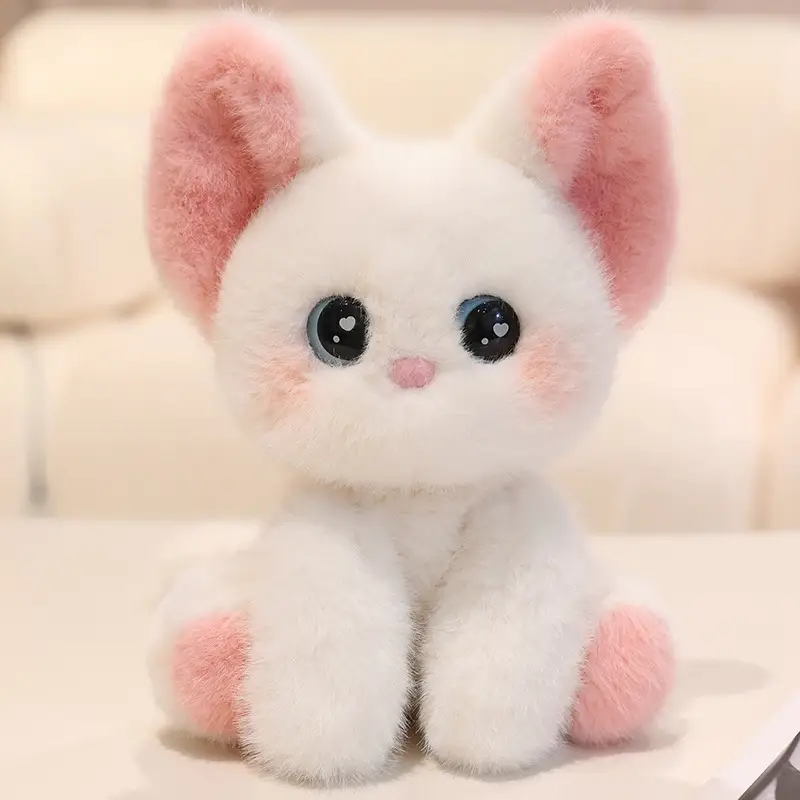 Cute Cat Table With Three Flowers German Cat Doll Plush Toy Siamese Kitten M Doll