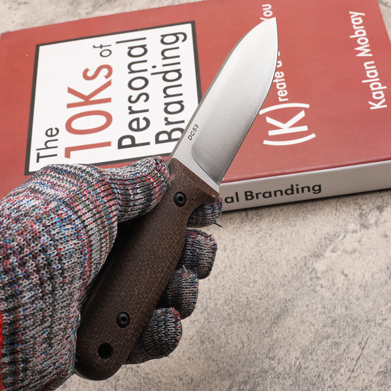 Steel Linen Handle Outdoor Fixed Camping Self-defense Survival Small Straight Knife