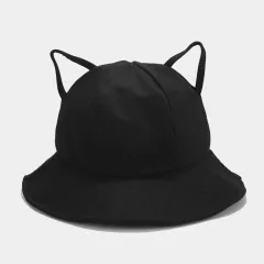 Japanese Style Artistic Sun Hat Summer Leisure Bucket Hat Tide - Black - View 1