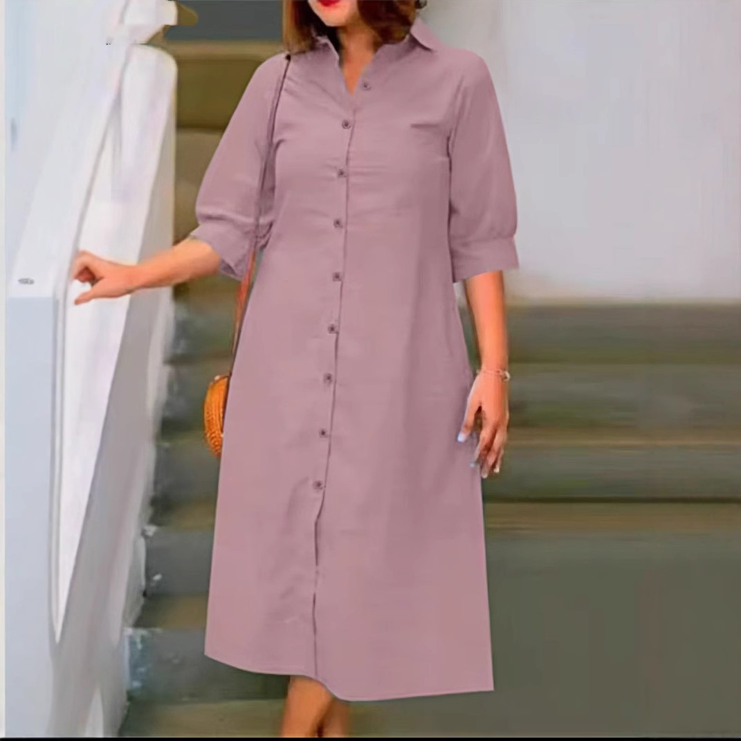 Plus Size Women's Clothes Short Sleeve Shirt Loose Dress