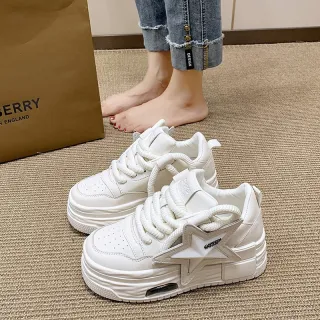 Lightweight Fashion All-match Casual White Shoes For Women Platform Board Shoes - White