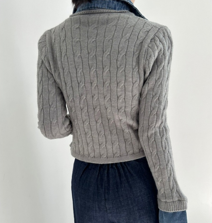 Title 12, Maglione a maniche lunghe con cuciture in denim...