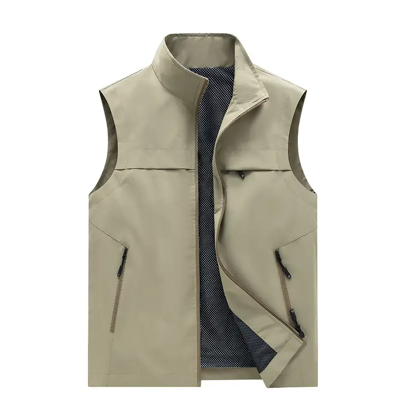 Thin Solid Colored Sports Style Casual Stand Up Collar Vest
