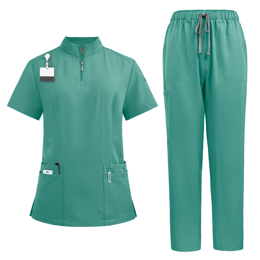 Stand Collar Zipper Doctor Nurse Work Uniforms Suit - Image 6