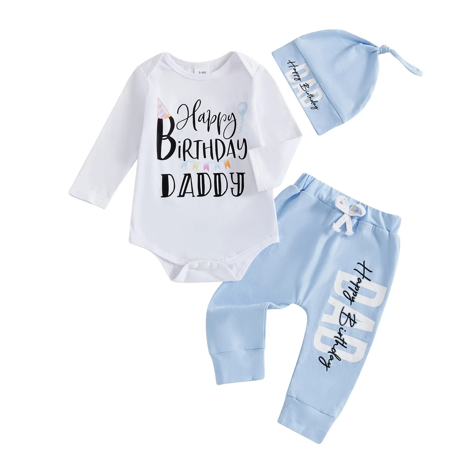 Letter-print Onesie Long Pants Hat Baby Keepsake