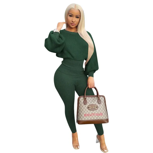 Women's Clothing Casual Two piece Suit Dark Green - Shop at LoveMi