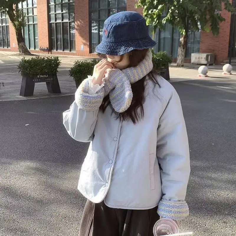 Korean-style Scarf-collar Cotton-padded Coat Warm And Loose-fitting