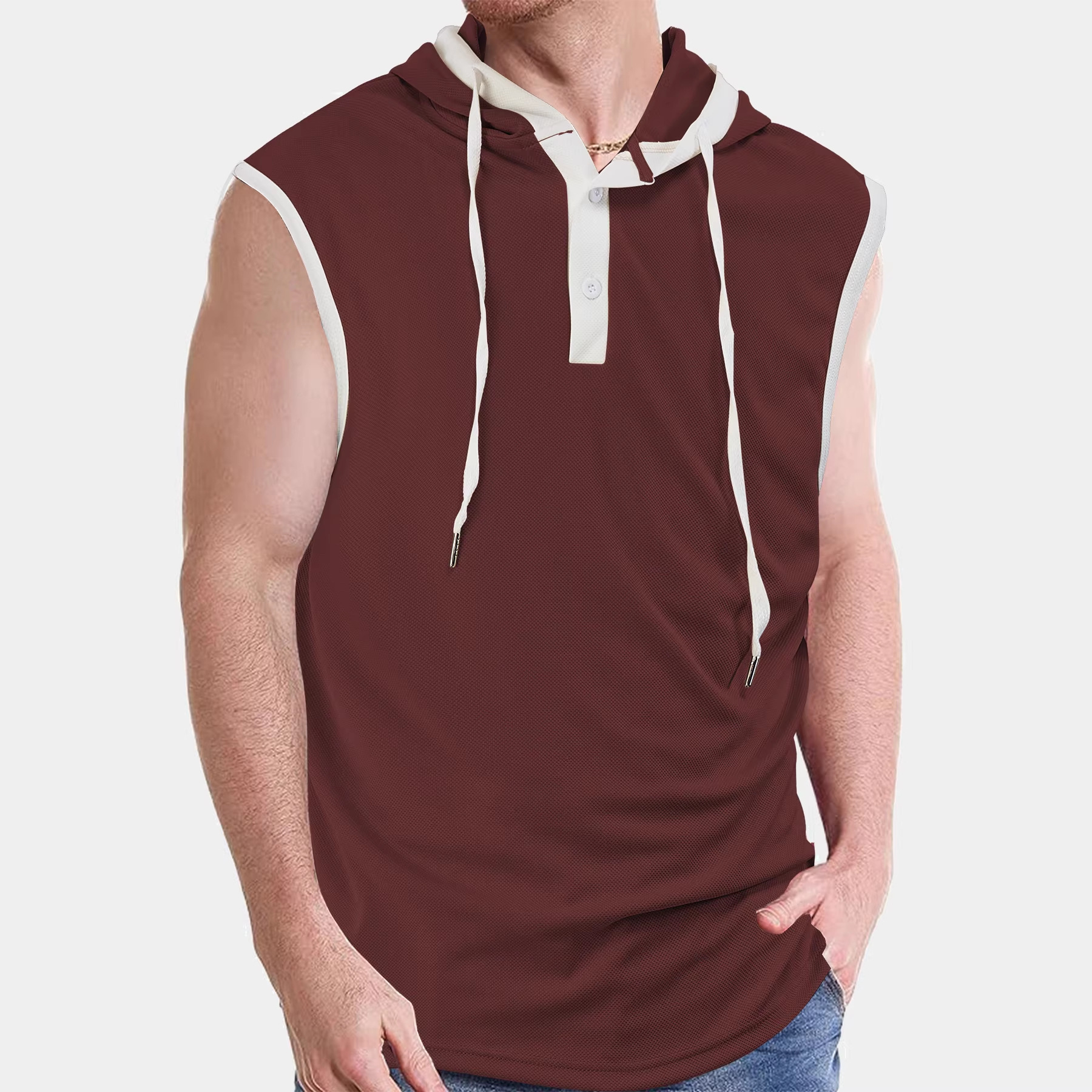 Men's Sleeveless Hooded Sports Vest