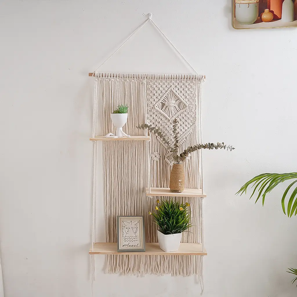 Bohemian Woven Cotton Rope Tapestry Shelf