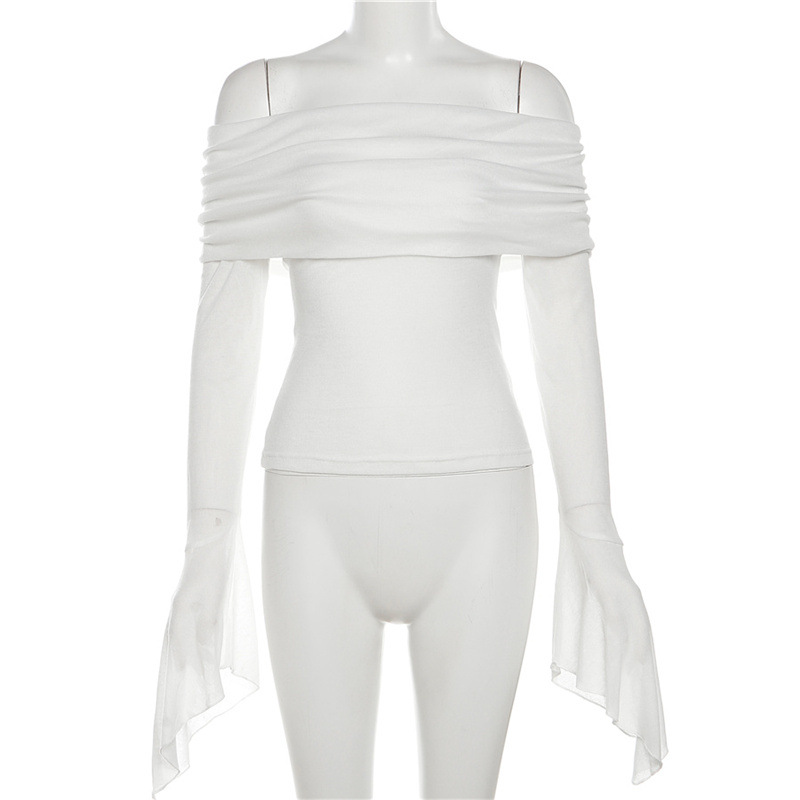 Women's Solid Color Slim-fit Fashion Off-neck T-shirt