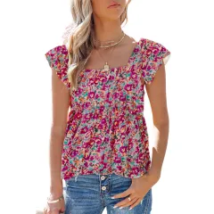 Women's Summer Pullover Vest Casual Floral Print Sleeveless Top - Floral - View 1