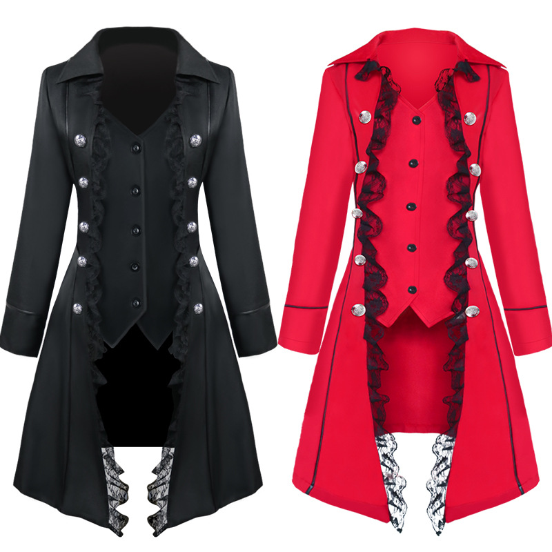 Solid-color Long-sleeve Three-button Womens Coat