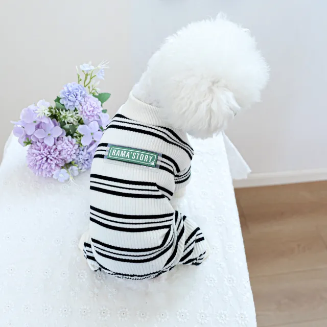 Homewear Belly wrap Four legged Outfit Black And White Stripes - Shop at LoveMi