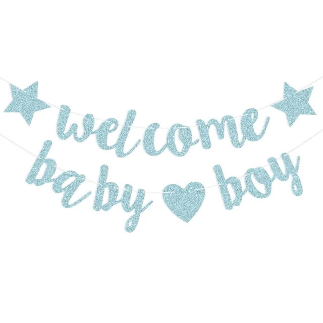 Banner Decorative Flag Five pointed Star Love Blue Glitter Latte Art Blue - Shop at LoveMi