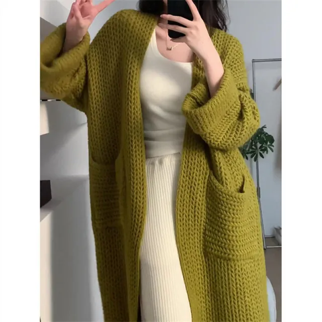 Autumn And Winter Cardigan Coat For Women Olive - Shop at LoveMi