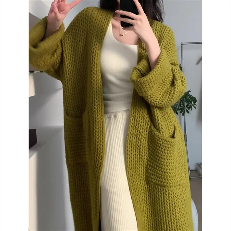 Autumn And Winter Cardigan Coat For Women - Olive